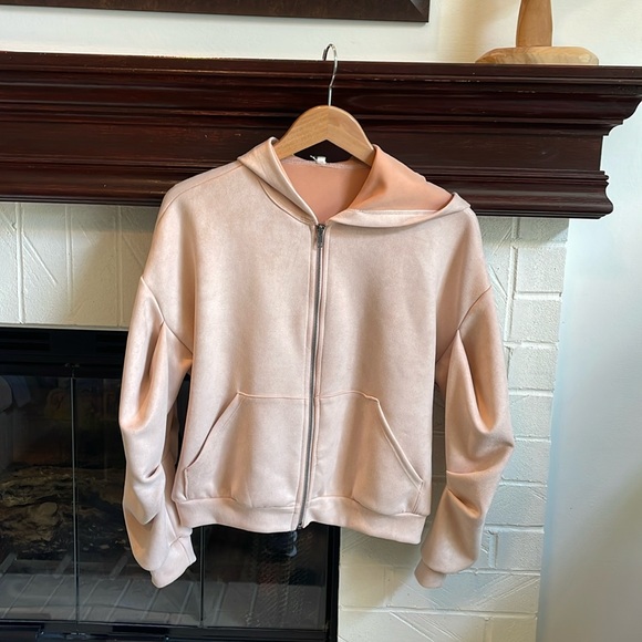 Lanston Jackets & Blazers - Lanston Velour Zip Up Jacket in Light Pink XS A1